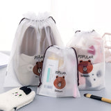 Cartoon bear drawstring for business trip clothes storage