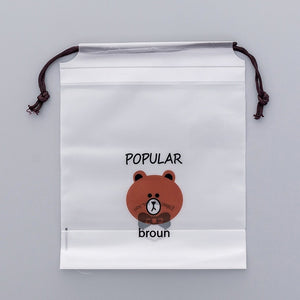 Cartoon bear drawstring for business trip clothes storage