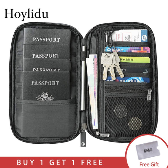 RFID Travel Passport Wallet Multi-Function Waterproof Family Passport